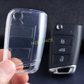For Skoda VW Black Transparent Car Flip Key Fob Case Cover Keychain Ring Kodiaq Superb Octavia Karoq Tiguan Golf Polo SEAT Ateca CM World