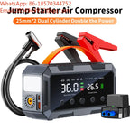 8000A Dual 25‑Cylinder Car Jump Starter Built‑In Air Compressor Portable Vehicle Emergency Booster Power Bank