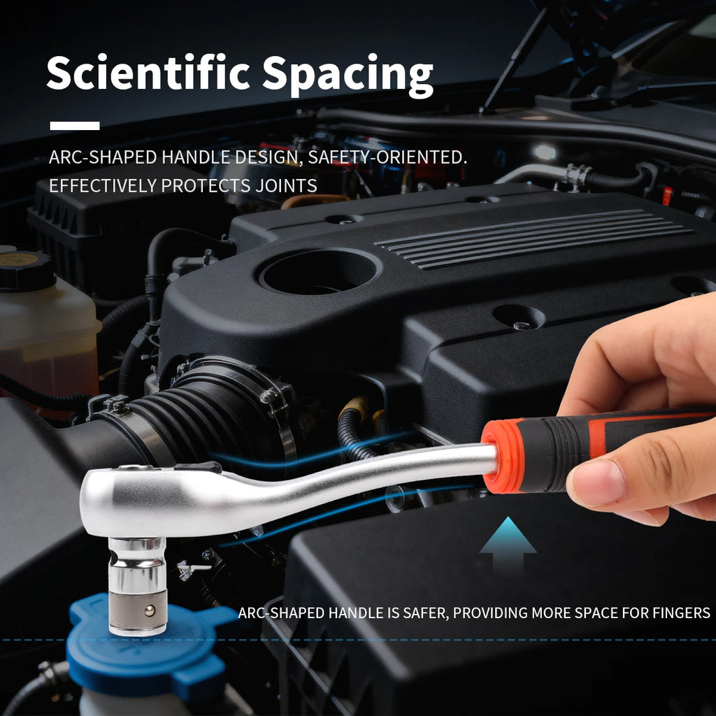 New Frosted Quick Ratchet Wrench Oil-resistant 72 Tooth Drive 1/4 3/8 1/2 Inch Socket Two-way Flying Wrench DIY Hand Repair Tool Car Mobile World