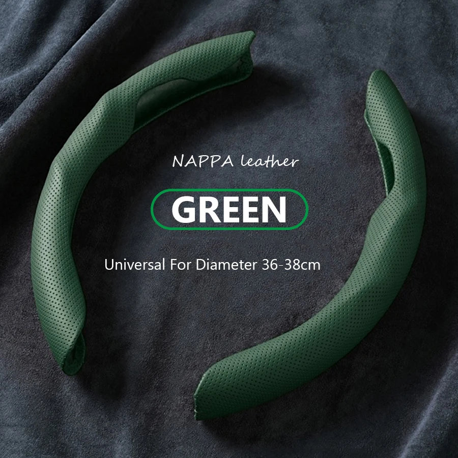 Universal Car Steering Wheel Cover NAPPA Leather 2PCS-Dimensional Anti Slip, Timple And Fashionable Protector Car Accessories