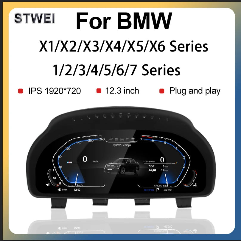 STWEI 2024 New Lcd Digital Dashboard Cluster Digital Speedometer For BMW 1/2/3/4/5/6/7 Seires X1/X2/X3/X4/X5/X6 Series CM World