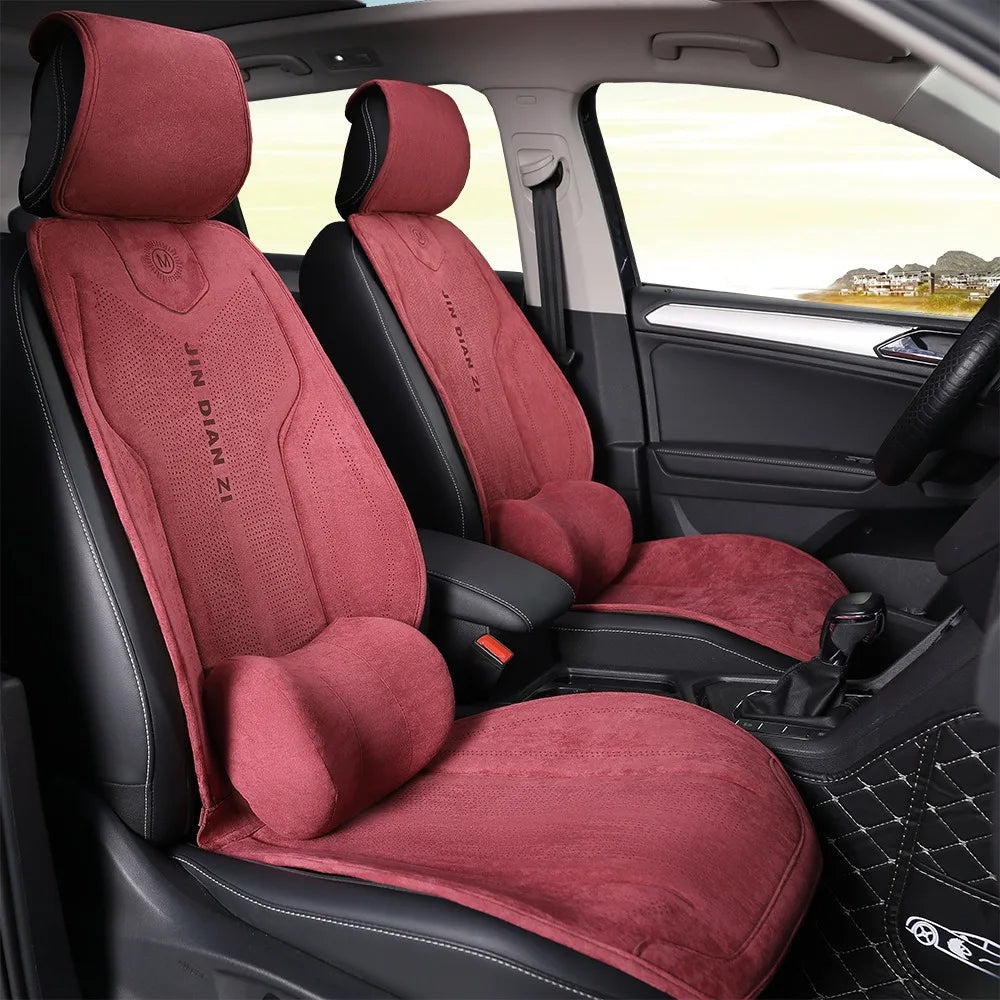 Full Set Suede Car Seat Covers Universal Four Season Breathable Seat Cushion Car Accessories Interior Car Seat Protector Covers CM World
