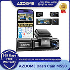 AZDOME Dash Cam M550 4K+2.5K Built-in GPS WiFi Car Dash Camera Front Inside Rear 3 Way IR Night Vision Car DVR Support Rear Cam Car Mobile World
