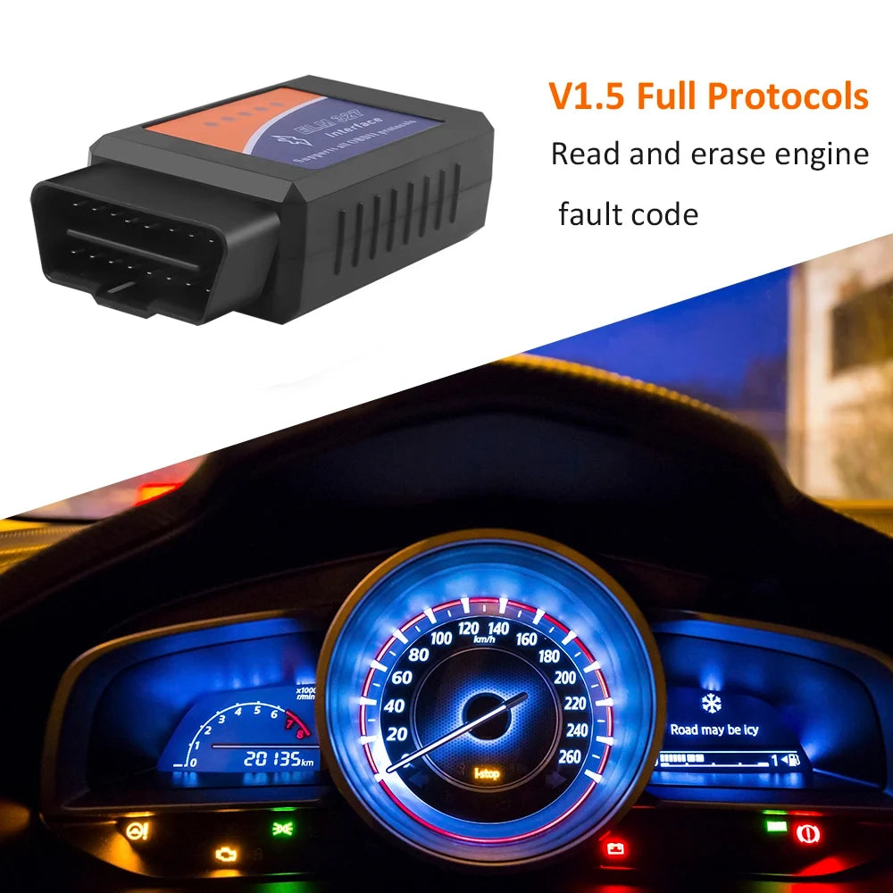 ELM327 V1.5/2.1 OBD2 Scanner TR6260S1 Bluetooth ELM 327 OBD Car Diagnostic Tool For Android /IOS PK Vgate Icar2 Code Reader Car Mobile World
