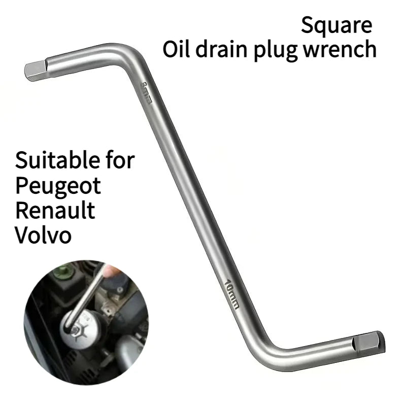 Oil Drain Plug Wrench Key 8mm 10mm Square Head Engine Oil Pan Removal Tool Auto Repair Hand Tool For Car Mechanics DIY Projects