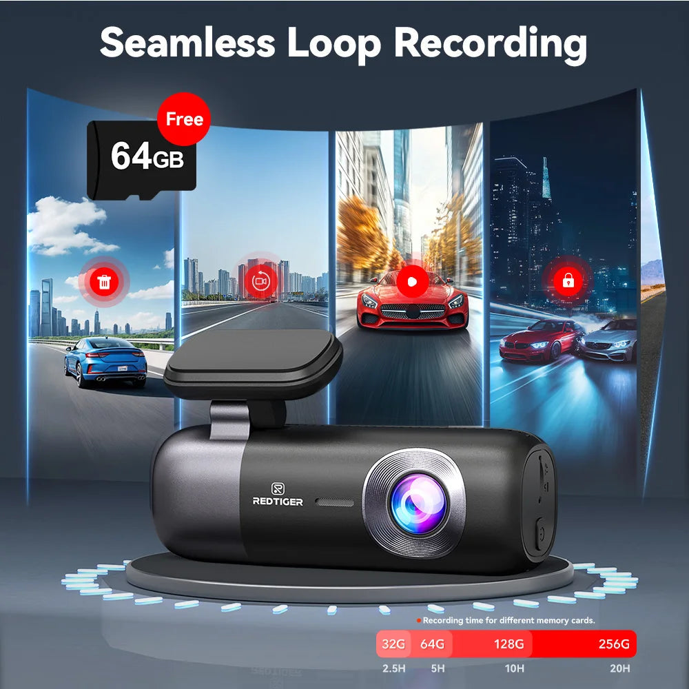 REDTIGER F9 Dash Cam 4K Dash Camera Front and Rear WiFi GPS Car Camera for Parking Mode Night Vision Car Recorder By App Control Car Mobile World