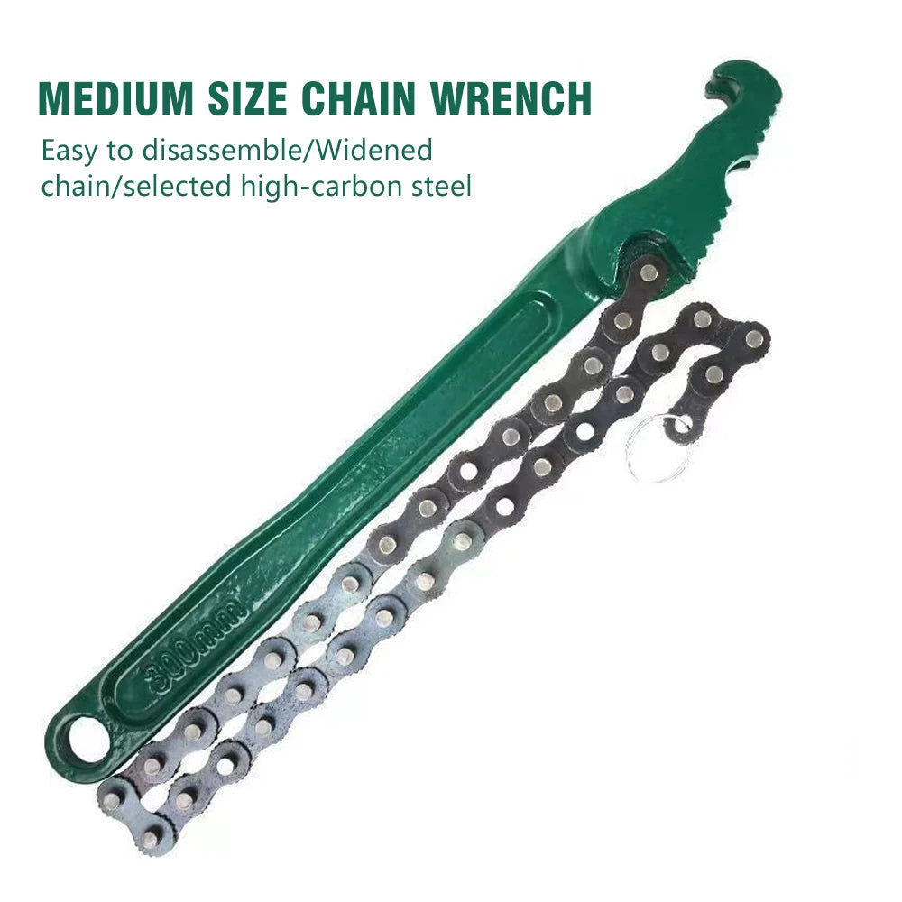 Chain Filter Wrench 12 Inch Oil Machine Filter Strap Non Slip Multifunction Pipe Fittings Tool Belt Strap Wrench For Plumbing Car Mobile World