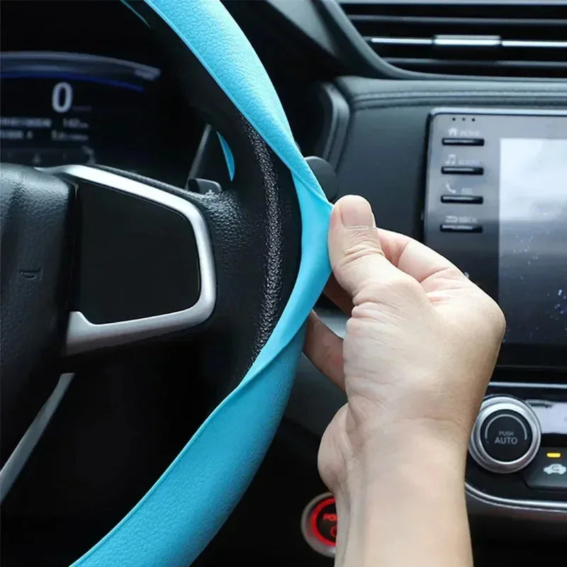 Universal Car Silicone Steering Wheel Cover Tire Texture Soft Steering Wheel Automobiles Accessories