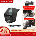 4K UHD WiFi Car DVR Dash Cam For VW Volkswagen Magotan B9 High Trim 2024 2026 Passat Pro 2025 2026 Plug and Play APP Control Car Mobile World