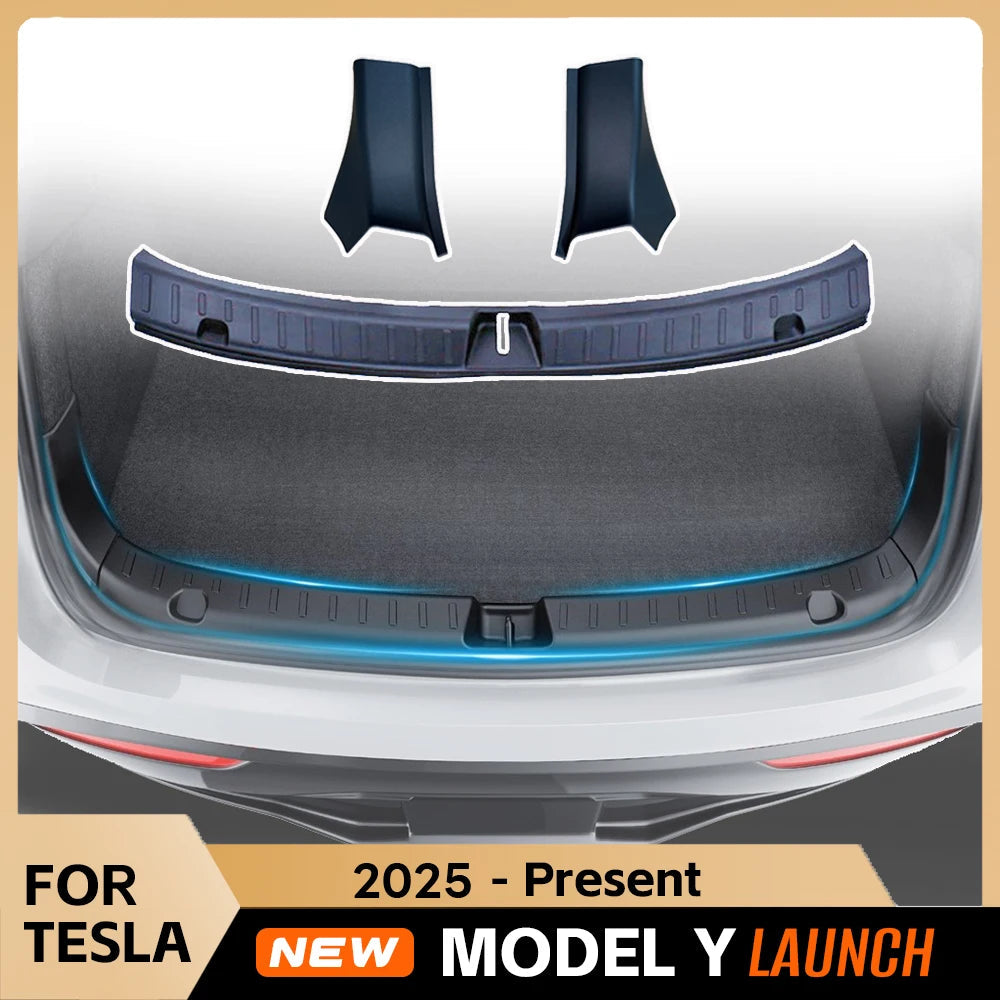 Rear Trunk Bumper Protector Guard For Tesla Model Y Juniper Launch Accessories 2025 Trunk Mat Threshold Sill Cover Pad Plate CM World