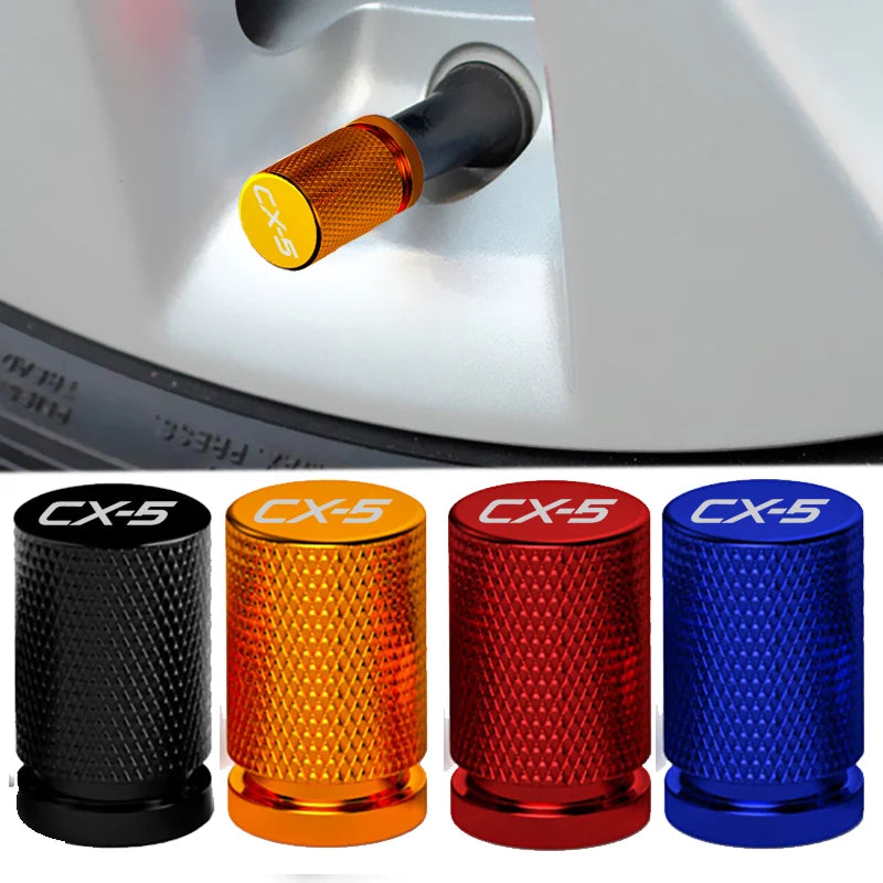 4Pcs Aluminum Car Tire Valve Caps For Mazda CX‑5 Logo Anti‑Leak Rust Proof Tyre Valve Stem Cover SUV Wheel Exterior Accessories