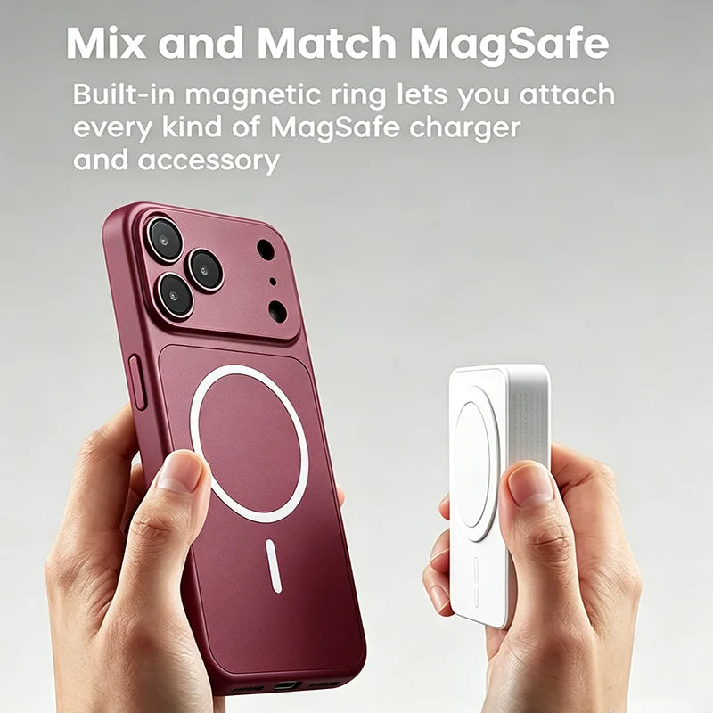 Instantly Change 18 Ultra Thin Metallic Paint Magnetic Case For iPhone 18 17 16 15 14 13 Pro Max Lens Protect For Magsafe Cover