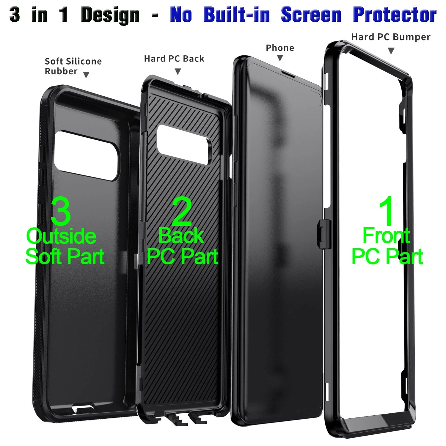 Black For Samsung Galaxy S10+ Plus S10 S10E Case Heavy Duty Shockproof Hard Protective Rugged Hybrid 3in1 Layers Phone Cover Car Mobile World