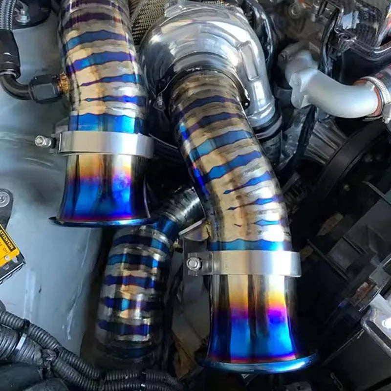 3'' 3.5'' 4'' Stainless Steel Blue End Cold Air Intake System Velocity Stack Kit Turbo Horn Funnel Kit