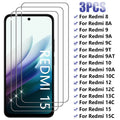 3PCS Full Tempered Glass For Xiaomi Redmi 15 15C 14C 13C 5G Screen Protector For Redmi 8 8A 9 10 9A 9T 9AT 10A 9C 10C Glass