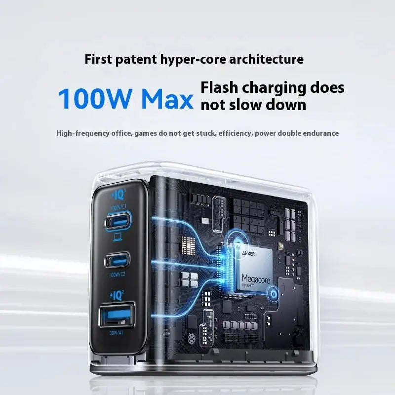 Anker 100W GaN 3-Port Fast Charger Smart Digital Display PD Charging Block For iPhone MacBook Pro Air iPad Xiaomi Galaxy S24 Car Mobile World