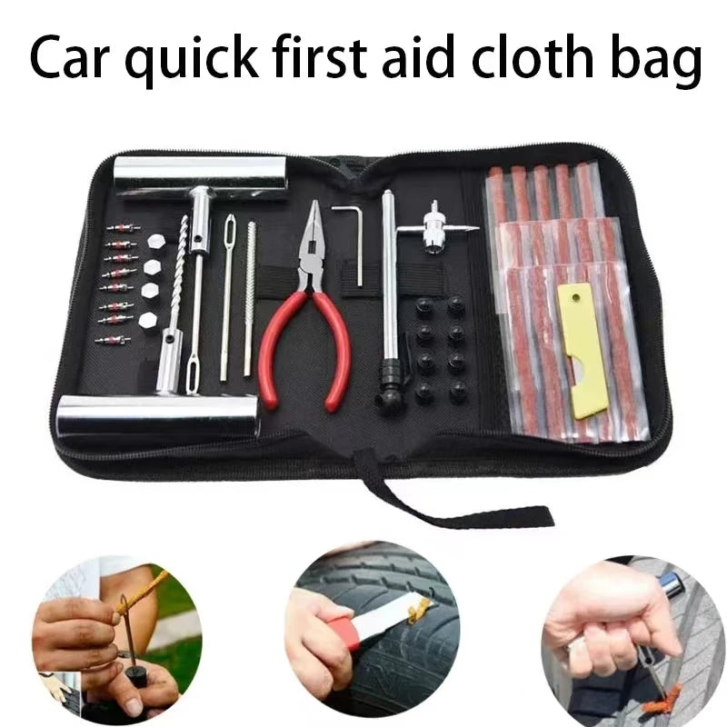 Tyre Repair Kit 45PCS Motorcycle Car Accessories Studding Tool Set Puncture Pug Set Car Tire Repair Tool  Auto Bike Tire Repair CM World
