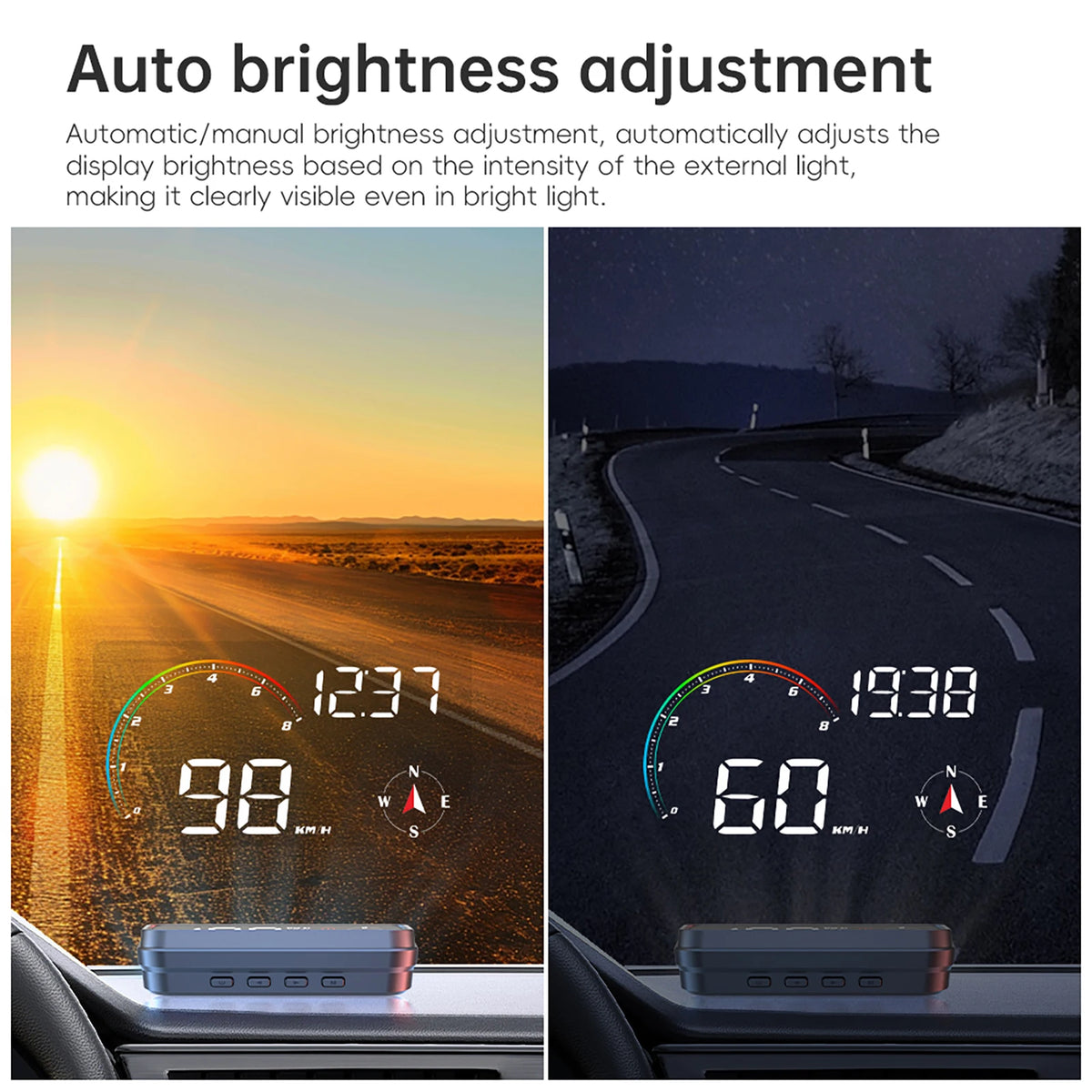 M24 GPS+OBD Car Head Up Display on Board Computer Compass Speed Voltmeter RPM Fuel Level Water Temp Car Accessories With Alarm