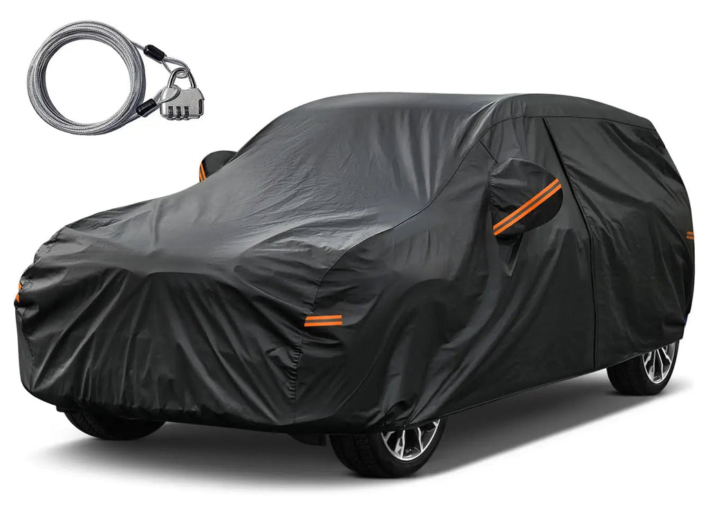 Kayme 210T Lock Zipper Car Cover Waterproof All Weather Sun Uv Rain Protection Outdoor Universal Fit SUV/Sedans/Hatchbacks Car Mobile World