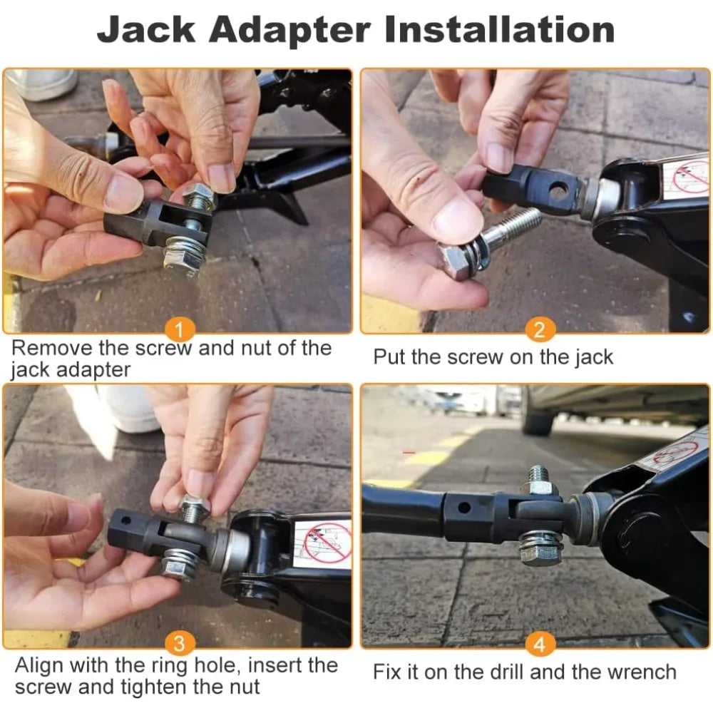 1/2inch Car Scissor Jack Adapter, Socket Drill Adapter for Or Double Hole Scissor Jacks CM World