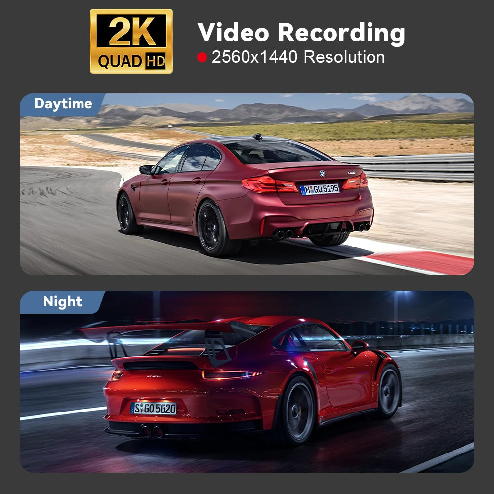 2K 2560*1440P Dash Cam WIFI GPS Car DVR Camera Video Drive Recorder Dashcam Registrar Black Box 24 Hour Monitoring Night Vision Car Mobile World