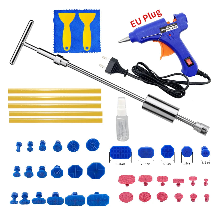 Auto Paintless Dent Repair Tools EU Plug Glue Gun Car Dent Repair Kit Dent Removal Kit Dent Remover Dent Puller for Cars Vehicle