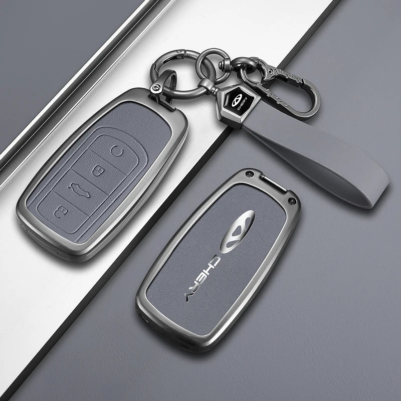 Zinc Alloy Car Key Cover For Chery Tiggo 7 Pro Smart Remote Key Case Shell Anti‑Drop Keychain Auto Accessories