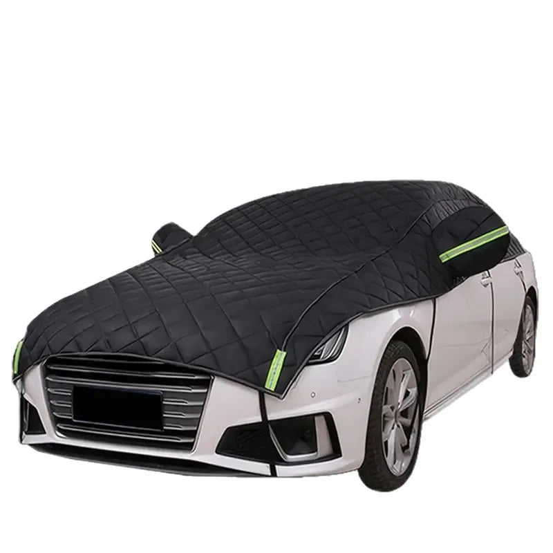Thickened Auto Half Car Cover Hail Proof Sunshade Anti‑Snow Frost Dust Car Hood Protector for Sedan SUV Vehicles