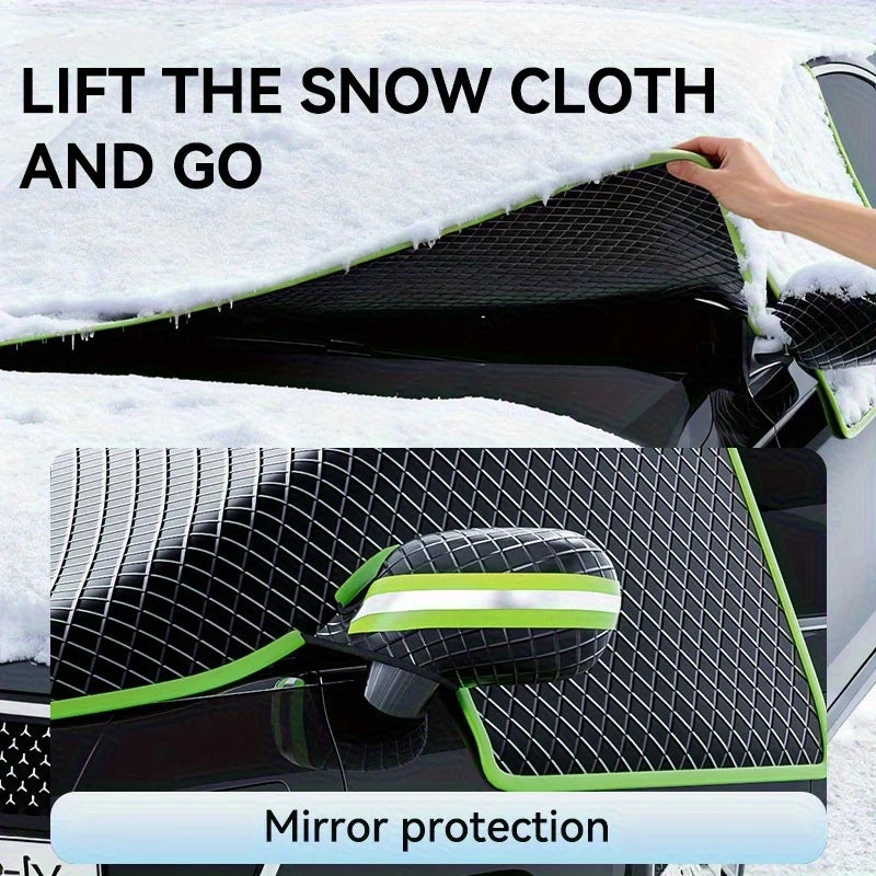 Winter Car Snow Cover for Sedans/SUVs - Magnetic UV-Protective Windshield Cover with Oxford Cloth Snowproof Frostproof Shield CM World