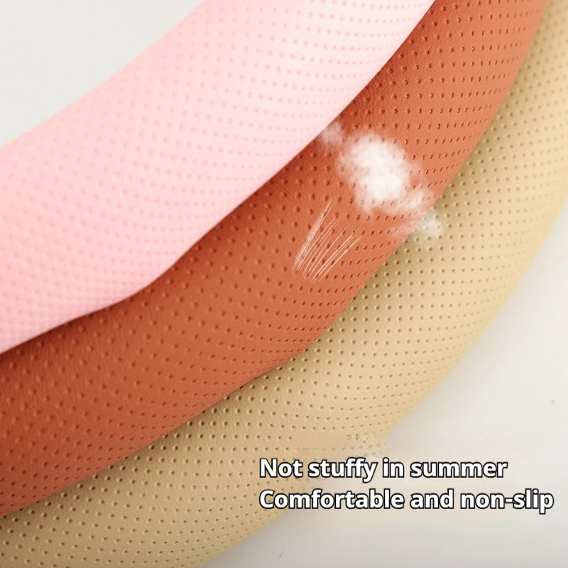 Universal Nappa Leather Car Steering Wheel Cover Breathable Anti-Slip Auto Steering Wheel Cover Protective Interior Accessories