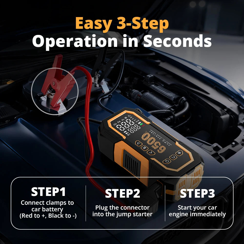 Power Bank 6500A 14V Car Battery Jumper Starter Booster Powerful Car Jump Starter Portable Charger Petrol Diesel Auto Starting Device Booster Emergency Starter Portable Power Generator Car Accessories Automotive Tools for 6.0