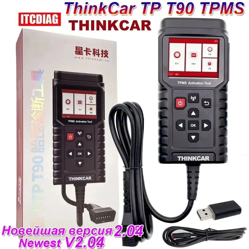 NEW V2.04 ThinkCar THINKTPMS TP T90 TPMS Programmer  315MHz 433MHz 2in1 Car Tire Pressure Diagnose Tool TPMS Sensor Service Tool CM World