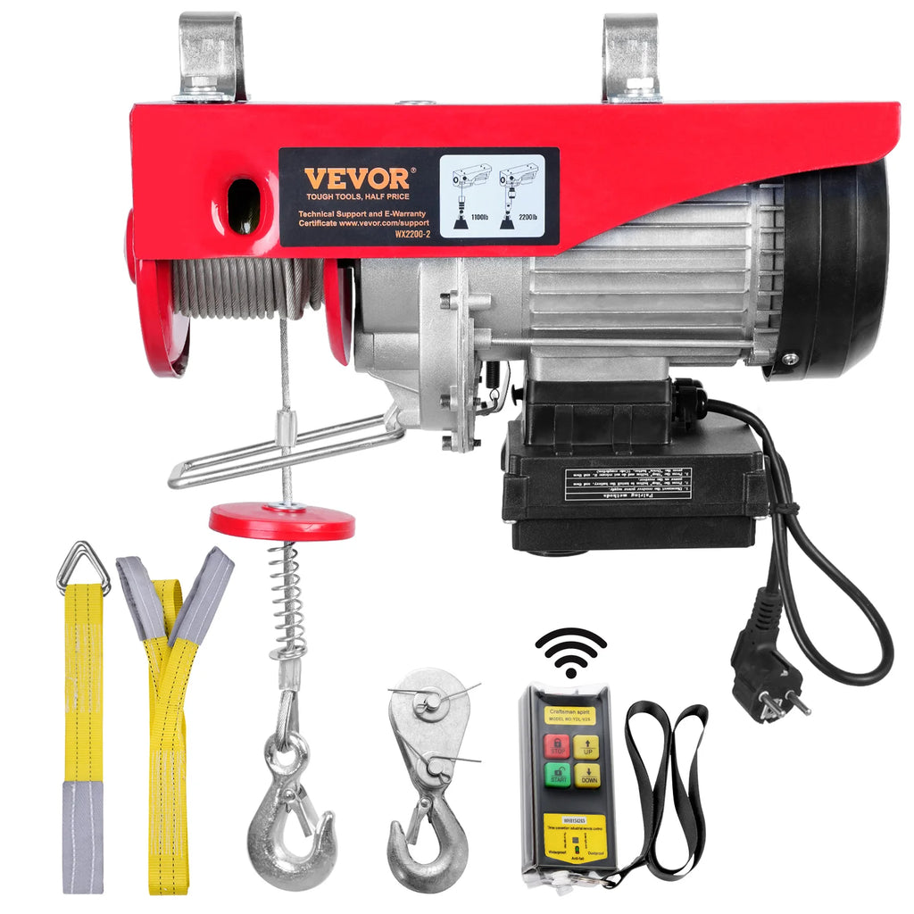 SucceBuy 1320-2200 lbs Wireless Electric Hoist with 40ft Single Cable Lifting Height Steel Wire Winch Garage Warehouse Factory CM World