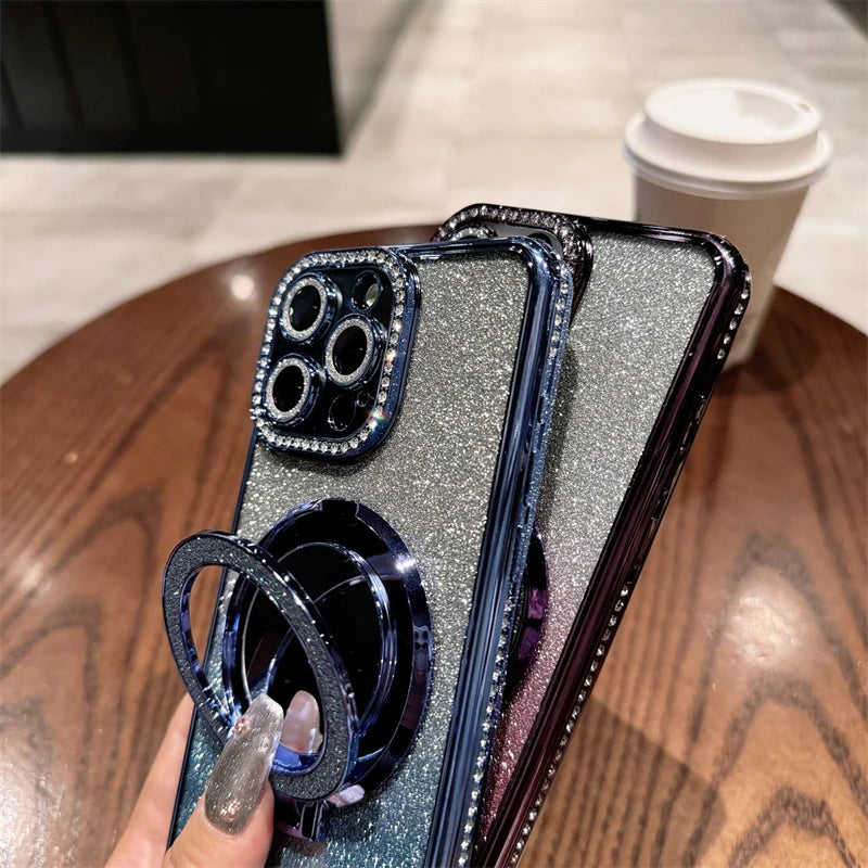 Magnetic For Magsafe Case For iPhone 17 16 13 12 11 Pro Max Jewelled Phone Cases For iPhone 17 Air 15 14 Pro Max 16 Plus Cover