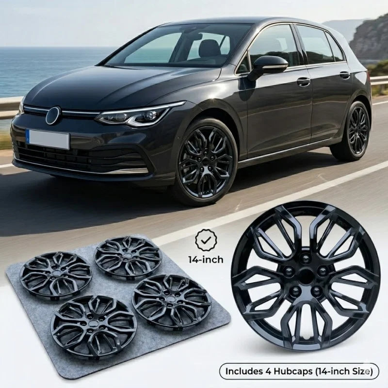 4pcs 14 Inch Universal Car Wheel Hubcaps Black Blue Auto Rim Covers Protective Wheelskins Shell Styling Refitting Accessories
