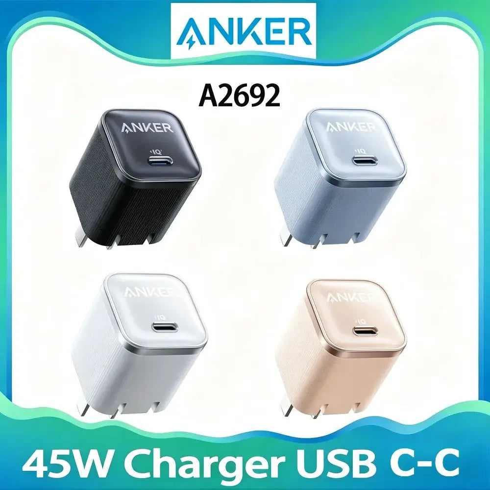 Anker Nano 45W USB-C Fast Charger Compact Foldable Plug PD Charging Block For Samsung Galaxy S25 Ultra S24 Series iPhone Laptop Car Mobile World