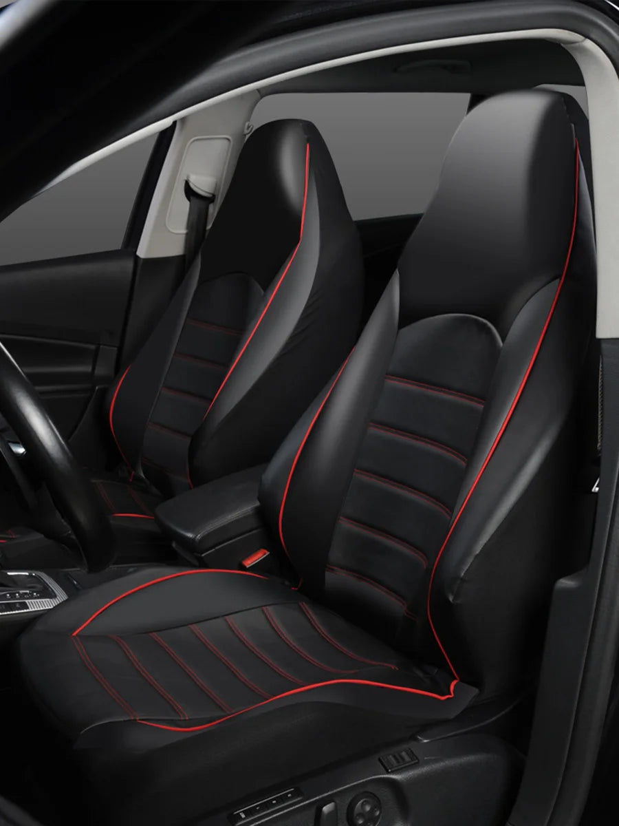 2 Front Universal PU Leather Car Seat Covers High Back Bucket Seat Cover Set for Most Cars, Trucks, SUVs and Van CM World