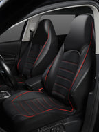 2 Front Universal PU Leather Car Seat Covers High Back Bucket Seat Cover Set for Most Cars, Trucks, SUVs and Van CM World