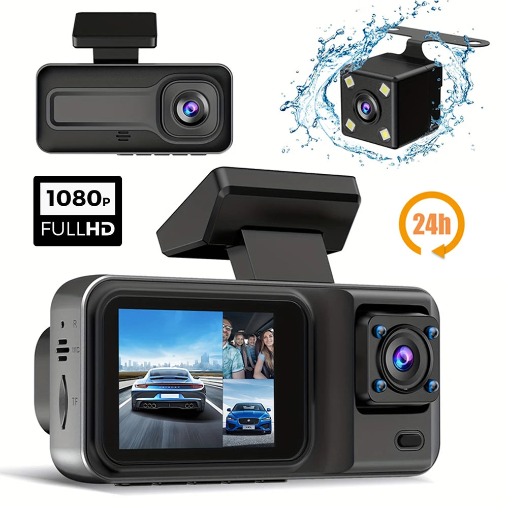 3 Channel Dash Cam for Cars Black Box Camera Car DVR 1080P Video Recorder Rear View Camera for Vehicle Car DVR Car Accessories