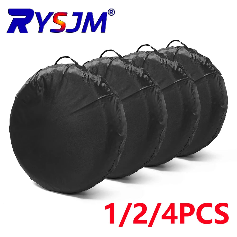 1/2/4PCS Car Auto Wheel Tire Cover Weatherproof Dust-Proof 4x4 Overland Vehicle Spare Tire Cover Case Bag Polyester CM World