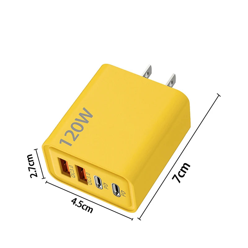 10W Quick Charge 3.0 Fast Charger Muti 4 Ports 2PD 2USB 2Type-C PD Travel Charger For Mobile Phone Wall Super Fast Charging Adapter Block for iPhone Cellphone Electronic Smartphone with Packaging Box