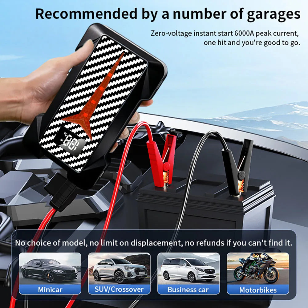 12V Car Jump Starter Portable – Fast Charging Power Bank & Emergency Lighting, Battery Booster for Petrol Diesel Car SUV Truck
