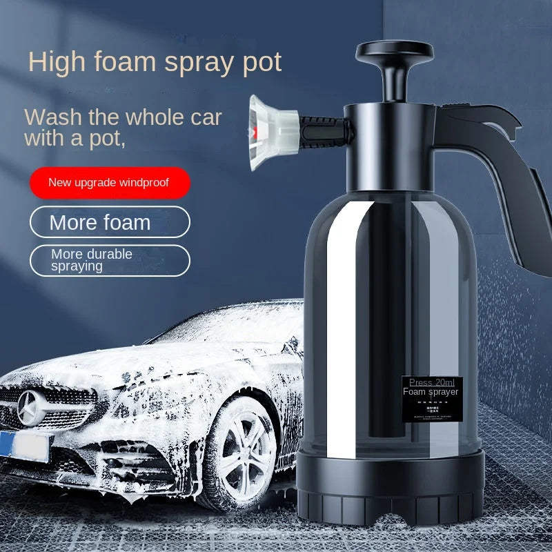 2L Hand Pump Foam Sprayer with 3 Types of Nozzle Hand Pneumatic Foam Cannon Snow Foam Car Wash Spray Bottle Car Window Cleaning CM World