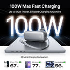 Baseus 100W 20000mAh Power Bank Retractable USB-C Cable for iPhone 18 Duo 17 Pro Max Samsung S26 Portable Charger for Laptop
