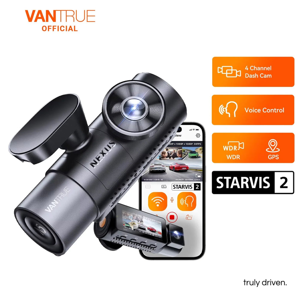 Vantrue N5 DashCam 4 Channel WiFi 360° All Sides  STARVIS 2 IR Night Vision Voice Control GPS Car Dash Cam Support 512GB Max Car Mobile World