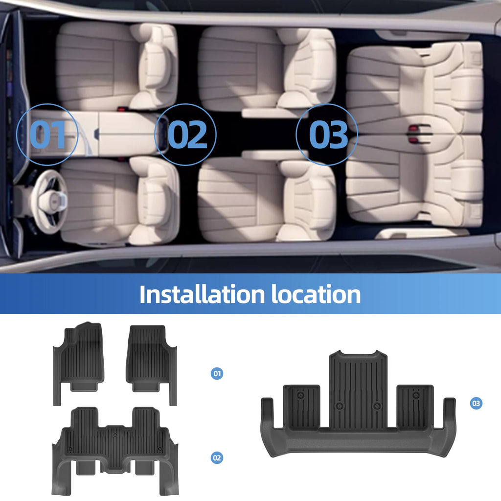 Smabee Left Hand Drive for Tesla Model YL 2025 2026 Car Floor Mats TPE With Door Sill Protective Cover All Weather Accessories
