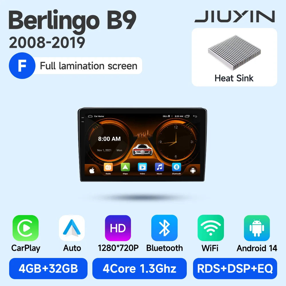Car Radio 2 Din Stereo For Citroen Berlingo B9 Peugeot Partner 2008-2019 Android Auto Multimedia Player 4G WIFI Carplay GPS Navi CM World