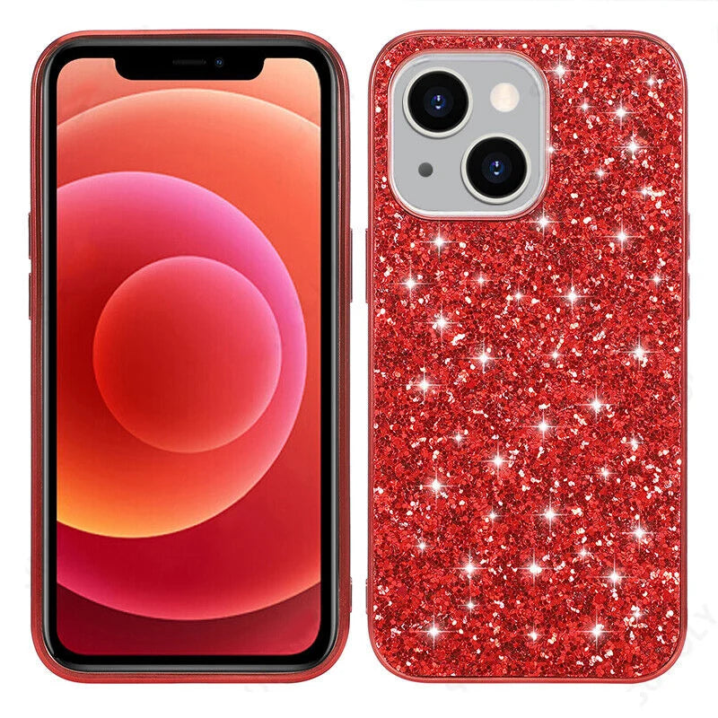 Shining Glitter Bling Sequins Case For iPhone 14 13 12 11 15 16 Pro Max Mini XS XR 7 8 Plus Plating Frame Shockproof Phone Cover
