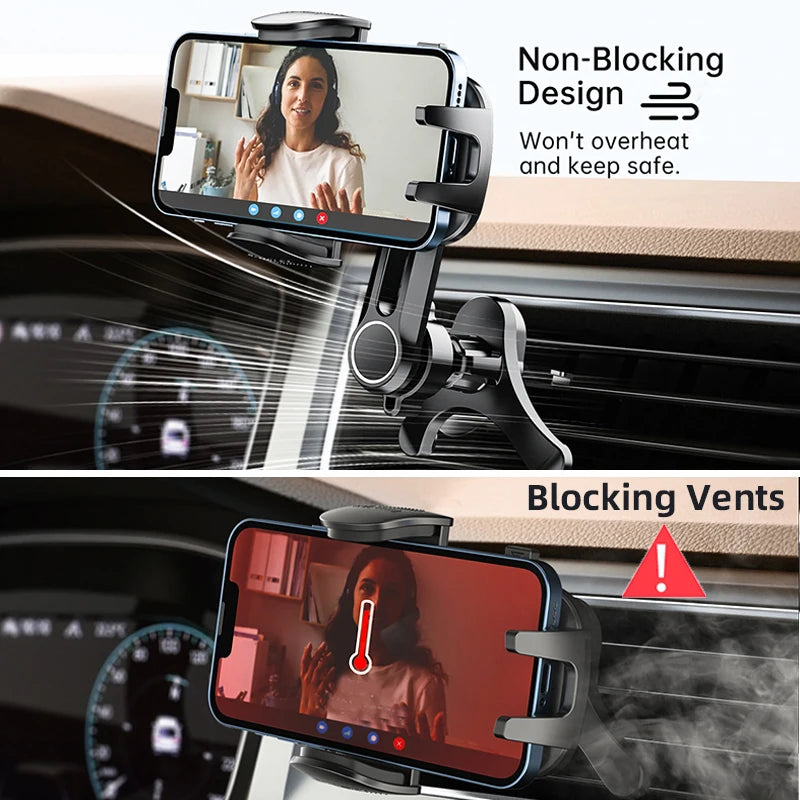 Car Vent Phone Mount, [Never Blocking Vent, Enjoy The Comfort of The A/C] Hands-Free Universal Extension Clip Air Phone Holder