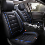 Five-seat car seat covers with dual-tone trim, luxury leather upholstery, fits most vehicles CM World